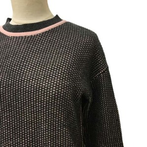 エル ELLE セーター ニット プルオーバー クルーネック ジャガード 長袖 38 グレー ピンク レディースの画像2