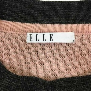 エル ELLE セーター ニット プルオーバー クルーネック ジャガード 長袖 38 グレー ピンク レディースの画像5