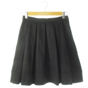  Beams Heart BEAMS HEART skirt box pleat knee height wool .0 black black /CK24 * lady's 