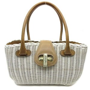 ka puff capaf rattan basket bag pouch eggshell white Italy made lady's 