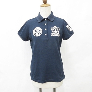 パーリーゲイツ PEARLY GATES ゴルフ ウエア シャツ ポロシャツ 半袖 ロゴ プリント ネイビー 紺 1 レディース
