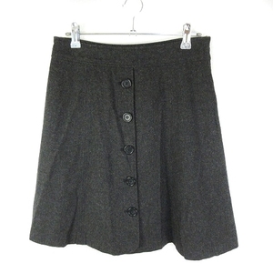  Iena IENA skirt knee height flair side fastener wool plain 38 charcoal gray bottoms /HH lady's 