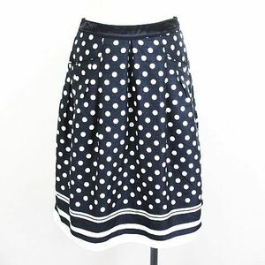  clear Impression skirt knee height flair dot ground pattern 3 navy × white *EKM lady's 