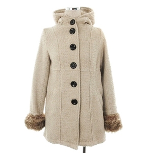  As Know As as know as coat hood middle height long sleeve thick plain F beige outer /CK lady's 