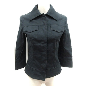  Materia MATERIA turn-down collar jacket 7 minute sleeve 38 black black /AU lady's 