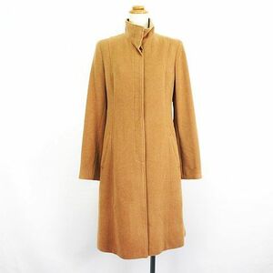  Ozoc OZOC coat outer long sleeve stand-up collar long height ratio wing Anne gola. wool .40 Camel *EKM lady's 