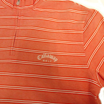 キャロウェイ CALLAWAY ポロシャツ ハイネック ハーフジップ 半袖 ロゴ刺繍 速乾 ボーダー オレンジ ホワイト 白 M メンズ_画像3