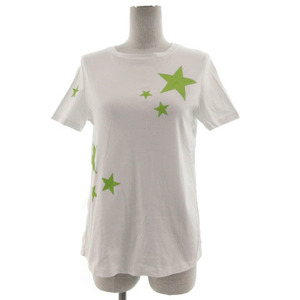 pompona-POMPONNER T-shirt short sleeves print star white light green FREE lady's 