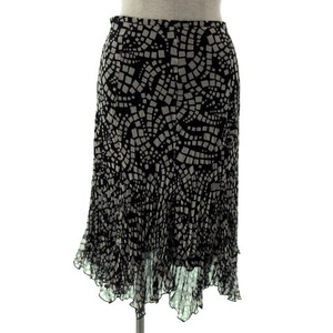  Fragile FRAGILE skirt hem flair midi height total pattern black black off white 38 lady's 