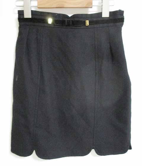 クイーンズコート QUEENS COURT フレアスカート 膝丈 スカラップ ウ