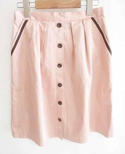  Queens Court QUEENS COURT flair skirt knees height front button cotton bai color pink tea 2 lady's 