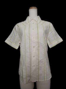  Scapa SCAPA shirt short sleeves stripe cotton 40 white /ft lady's 