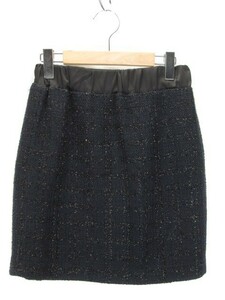  Natural Beauty Basic NATURAL BEAUTY BASIC skirt tight tweed check lame M navy blue lady's 