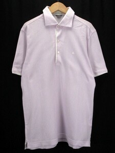 アレグリ allegri ポロシャツ ストライプ 半袖 コットン 48 白 紫 メンズ