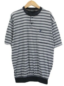 ライル&スコット LYLE&SCOTT Tシャツ カットソー ボーダー ヘンリーネック 半袖 L 白 青 メンズ