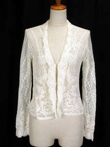  Untitled UNTITLED cardigan knitted hook braided frill white lady's 