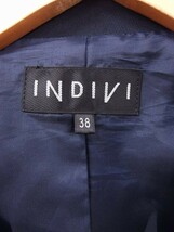 インディヴィ INDIVI ジャケット アウター テーラード 長袖 無地 綿 38 ネイビー 紺 /FT20 レディース_画像3