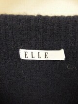 エル ELLE ニット セーター ハイネック 無地 シンプル ウール混 長袖 38 紺 ネイビー /TT28 レディース_画像3