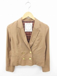  Olive des Olive OLIVE des OLIVE jacket tailored lining check double button long sleeve M tea beige /TT58 lady's 