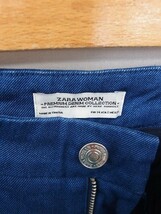 ザラウーマン ZARA WOMAN パンツ デニム ワイド ジップフライ 34 紺 インディゴ /TT48 レディース_画像3