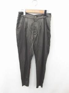 m Roo aMURUA pants tapered Zip fly high waist plain simple thin S charcoal gray ash /TT41 lady's 