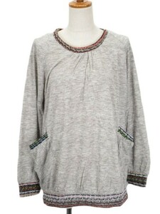  World Wide Love WORLD WIDE LOVE cut and sewn tunic knitted switch long sleeve 1 gray lady's 