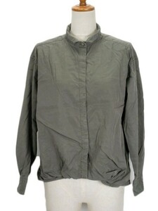  Ships SHIPS blouse ton cell tuck long sleeve green olive lady's 