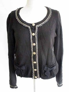  Laisse Passe LAISSE PASSE cardigan knitted long sleeve lame black Gold 38 lady's 