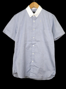 ツモリチサト TSUMORI CHISATO シャツ クレリック ボタンダウン スター 刺繍 半袖 2 青 ブルー レディース