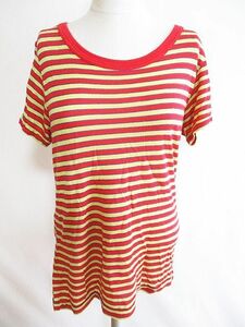 ズッカ zucca ボーダー カットソー Tシャツ 赤 黄色 M レディース