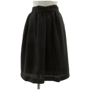  unused goods Rope ROPE skirt knee height linen manner cloth feeling Flare black black M lady's 