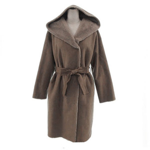  Natural Beauty NATURAL BEAUTY coat fake mouton f-ti- ribbon belt lining fur Brown tea 13 lady's 