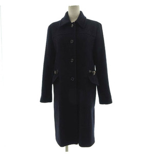  Ined INED coat outer turn-down collar coat long wool . simple navy navy blue 2 lady's 