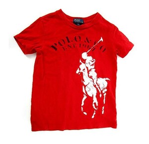 ポロ バイ ラルフローレン Polo by Ralph Lauren Tシャツ クルーネック プリント 半袖 レッド 赤 6 キッズ