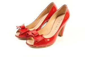  vi chi-niVICINI pumps open tu heel ribbon enamel 35.5 red red /ms0522 lady's 