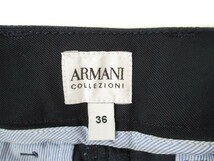 アルマーニ コレツィオーニ ARMANI COLLEZIONI パンツ ストレート センタープレス リネン 36 国内正規 紺 レディース_画像4