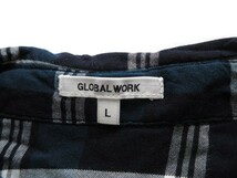 グローバルワーク GLOBAL WORK ワンピース シャツワンピ チェック 長袖 L 黒 ブラック 緑 グリーン レディース_画像5