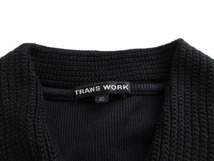 トランスワーク TRANS WORK カットソー リブニット ビーズ スパンコール 半袖 40 黒 ブラック レディース_画像5