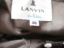 ランバンオンブルー LANVIN en Bleu ドット ワンピース チュール スカート リボン 茶 36 レディース_画像4