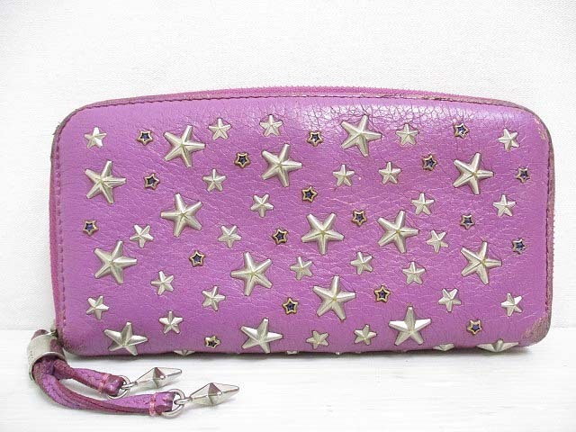 Jimmy Choo ジミーチュウ スター スタッズ 長財布 ピンク シルバー
