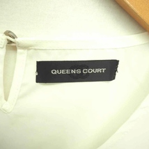 クイーンズコート QUEENS COURT カットソー Tシャツ ボートネック ビーズ装飾 透け感 半袖 2 アイボリー 白 /TT24 レディース_画像3