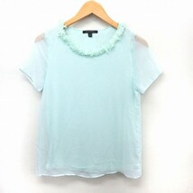 バナナリパブリック BANANA REPUBLIC カットソー Tシャツ 半袖 シフォン シンプル XS ミントグリーン /ST1 レディース_画像1