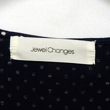 ジュエルチェンジズ Jewel Changes アローズ ワンピース カットソー 膝丈 ドット 半袖 パール Uネック ネイビー /ST28 レディース_画像3