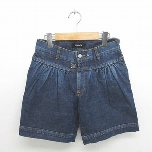  Zucca zucca pants half Short Denim woshu processing Zip fly S navy blue indigo /TT47 lady's 