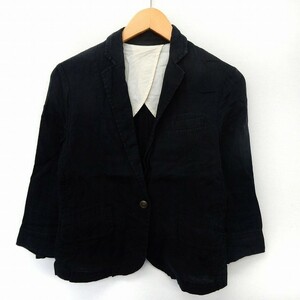  non bru Anne pale NOMBRE IMPAIR jacket outer tailored flax linen pocket plain simple 0 black /ST21 lady's 