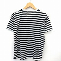 KMC DETAILS カットソー Tシャツ 半袖 ボーダー Vネック スリット M ブラック ホワイト /ST18 レディース_画像2