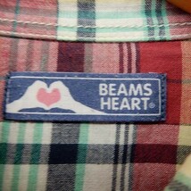 ビームスハート BEAMS HEART シャツ ステンカラー チェック 長袖 ポケット 綿 コットン レッド 赤 /ST21 レディース_画像3