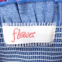 フラワー FLOWER ワンピース フリル シャーリング ノースリーブ ひざ丈 綿 ブルー 青 /FT44 レディース_画像3