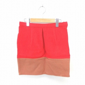  Journal Standard skirt tight Mini bai color side Zip thick wool 36 red light brown red beige /TT29