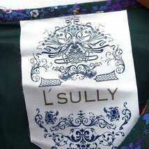 ルスリー L'SULLY チュニック シャツ ブラウス 花柄 丸首 七分袖 38 グリーン 緑 パープル 紫 /FT22 レディース_画像3